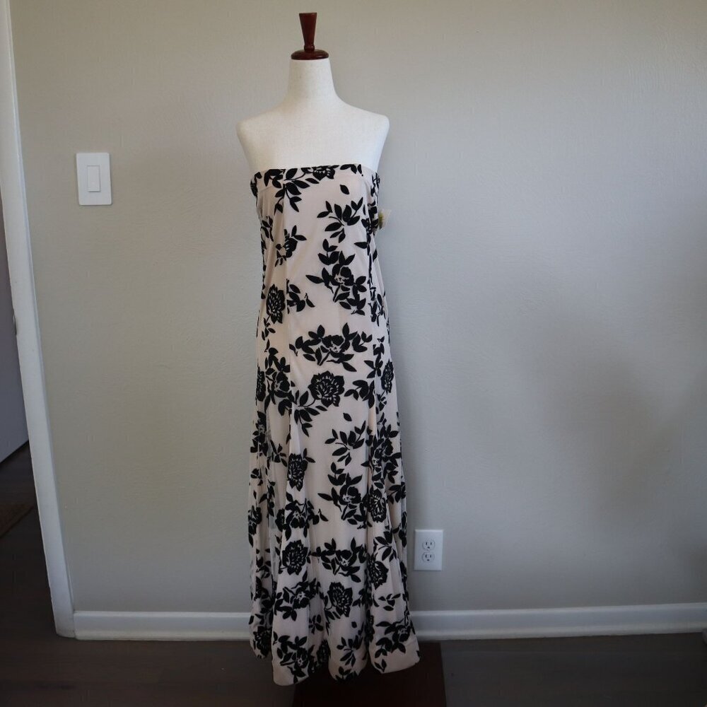 NWT BDarlin Velvet Floral Strapless Dress Size 5/6